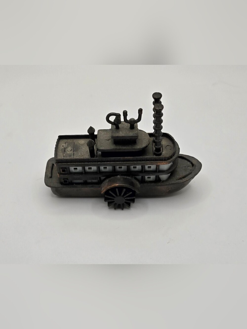 Vintage Mini Die-cast Metal Steamboat Pencil Sharpener Paddle Boat